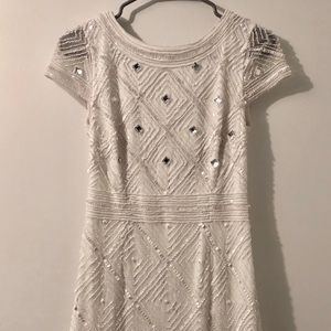 Beaded Sheath White Cocktail Dress